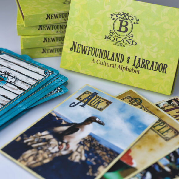 Books and brochures about Newfoundland and Labrador, featuring local culture and landscapes.